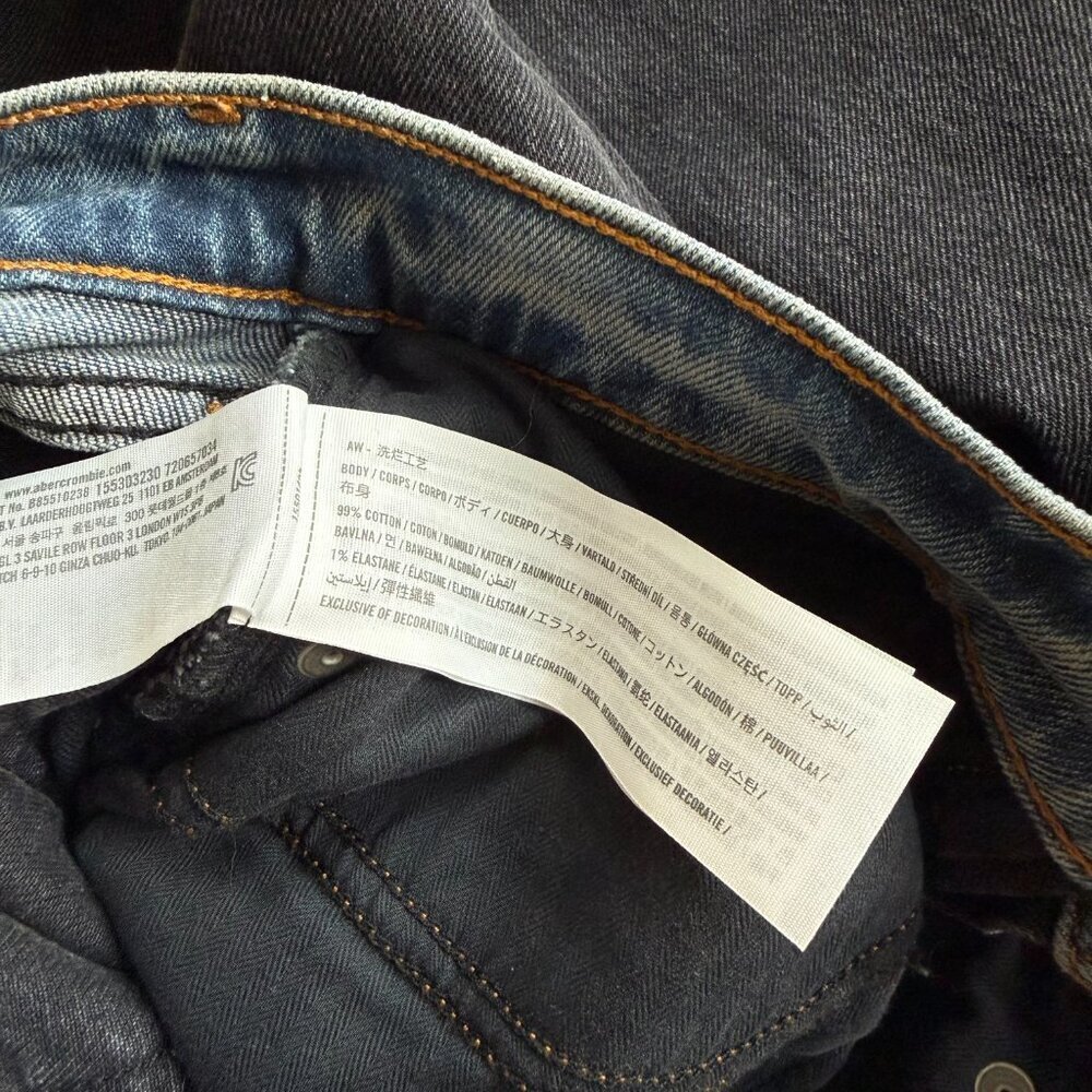 Abercrombie & Fitch The 90s Relaxed High Rise Two Tone Black Blue Flared Jeans​​ - Picture 7 of 7